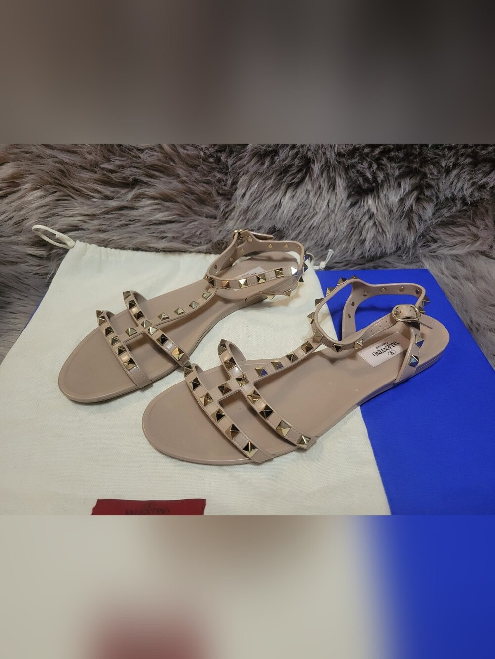 Valentino Rockstud PVC Jelly Sandals in Nude
